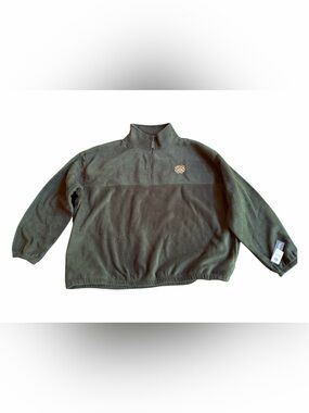 NWT Burnside Celtic Knot Emblem Army Green 1/4 Zip Polar‎ Fleece Pullover Jacket